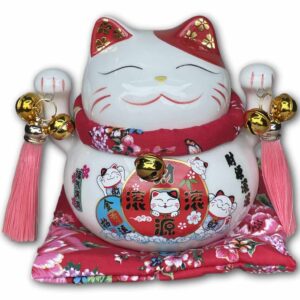 Jade Temple Porcelánová kočka Maneki Neko - bílá