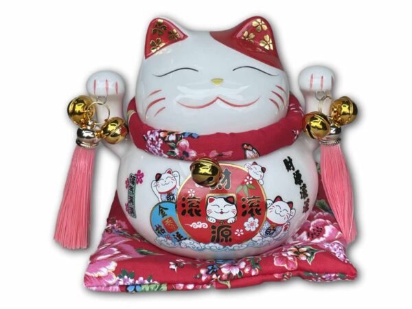 Jade Temple Porcelánová kočka Maneki Neko - bílá