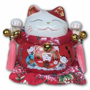 Jade Temple Porcelánová kočka Maneki Neko - červená