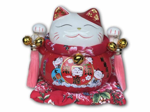 Jade Temple Porcelánová kočka Maneki Neko - červená