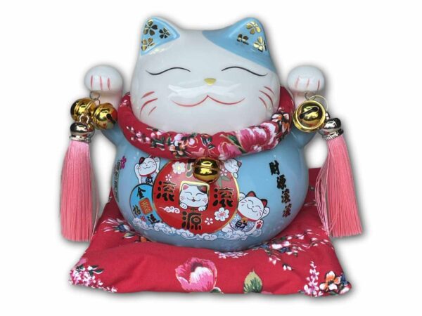Jade Temple Porcelánová kočka Maneki Neko - modrá