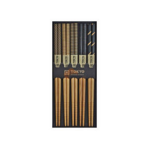 Tokyo Design Studio Čínské jídelní hůlky - Black Stripe 5 párů