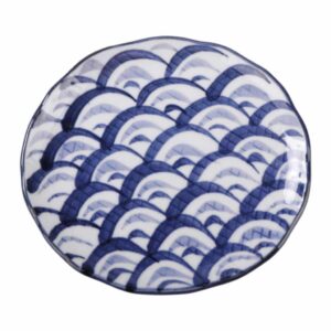 Golden Turtle Japonský keramický talíř Modré vlnky 15,5 cm