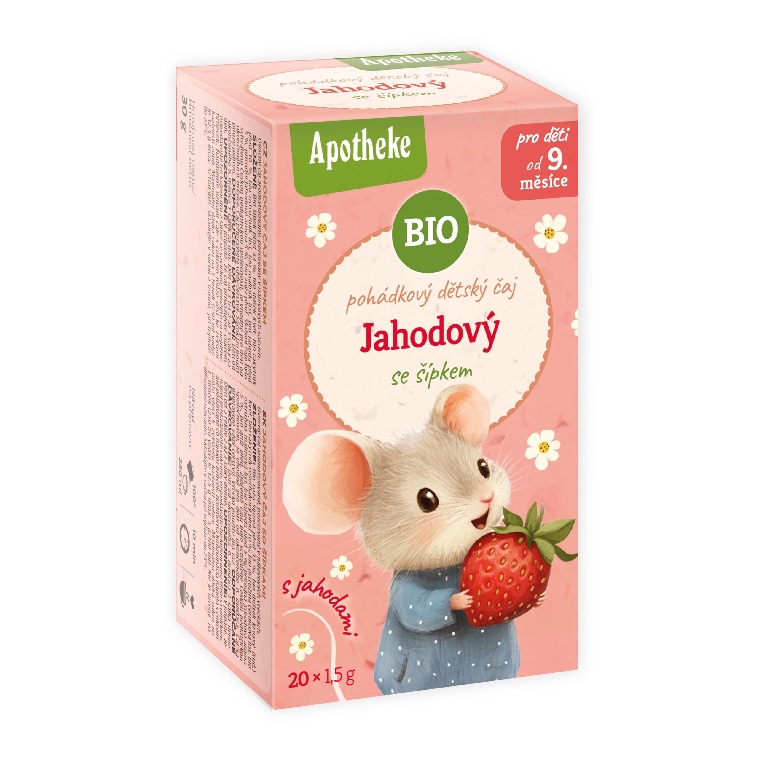 Čaj dětský Jahodový se šípkem 20 sáčků 30 g BIO   MEDIATE