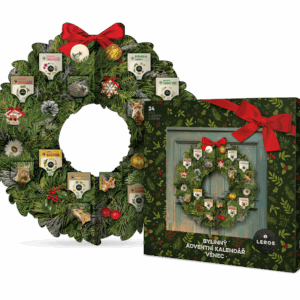LEROS Bylinný adventní kalendář (24 nálev. sáčků) - Věnec - 3 sady vánočních dekorací uvnitř