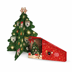 LEROS Bylinný adventní kalendář (24 nálev. sáčků) - Stromeček - s vystřihovacími ozdobami a jmenovkami
